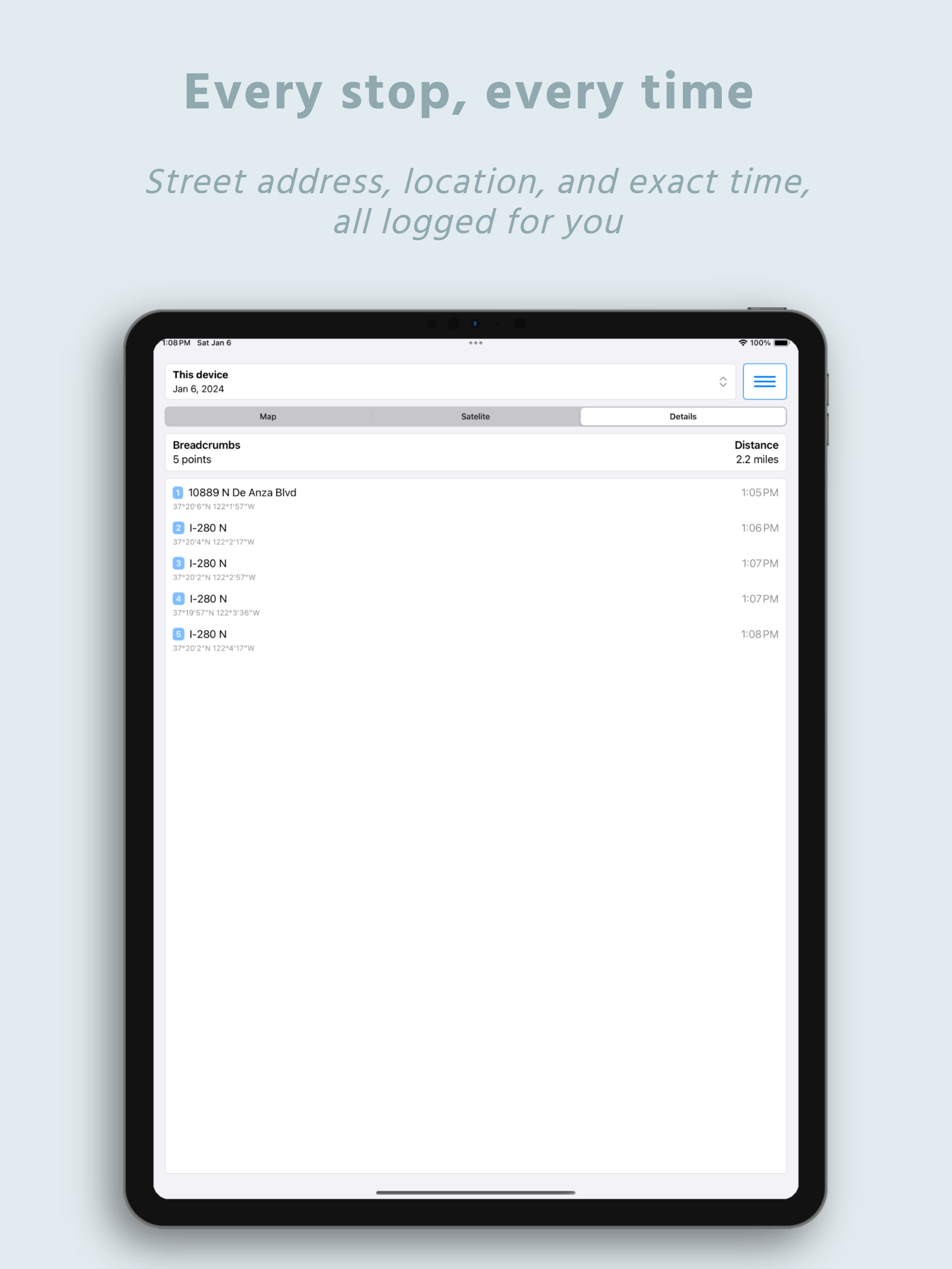 Breadcrumbs - Location History
