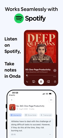 Onda 音达笔记：AI 播客笔记，音频高效记录，语音转文字 screenshot