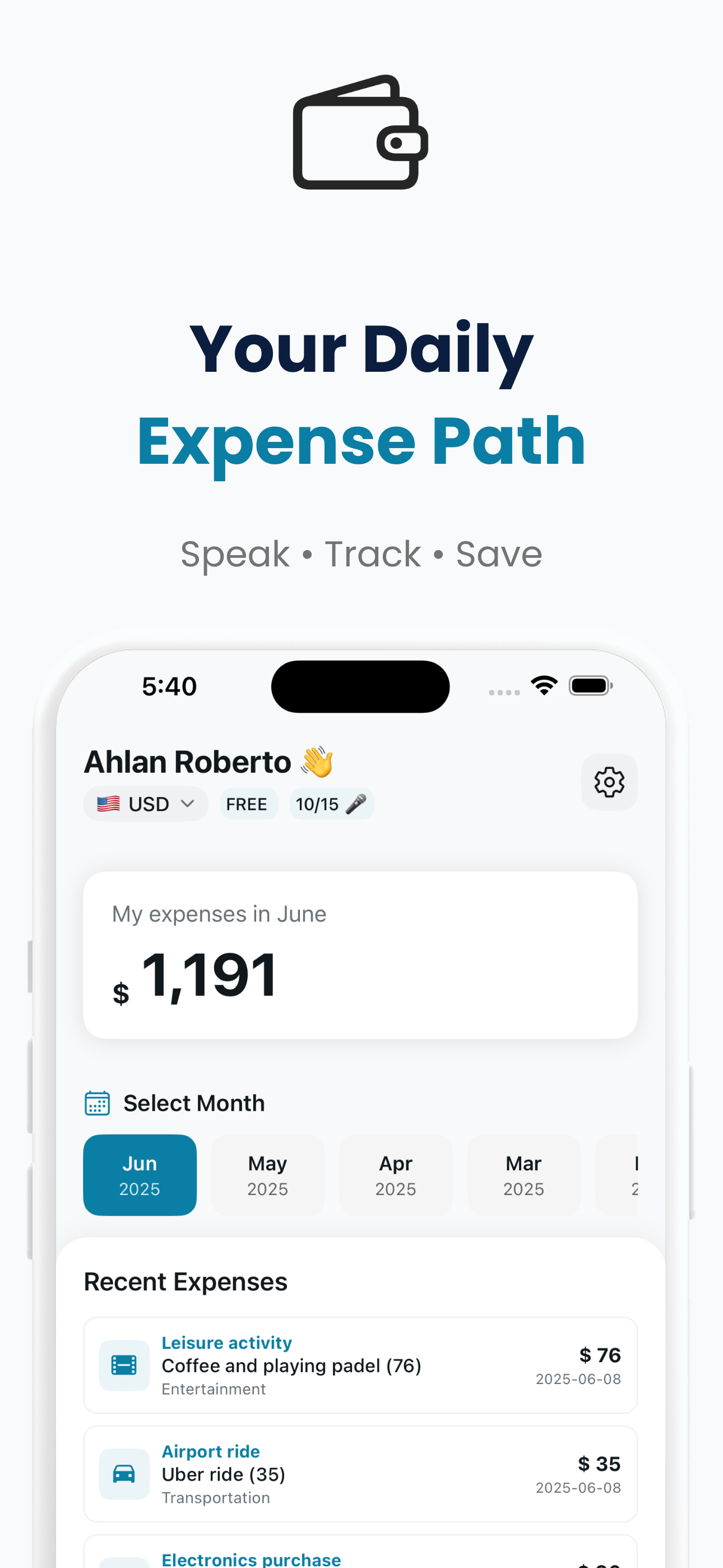 Say - Hands free budget app