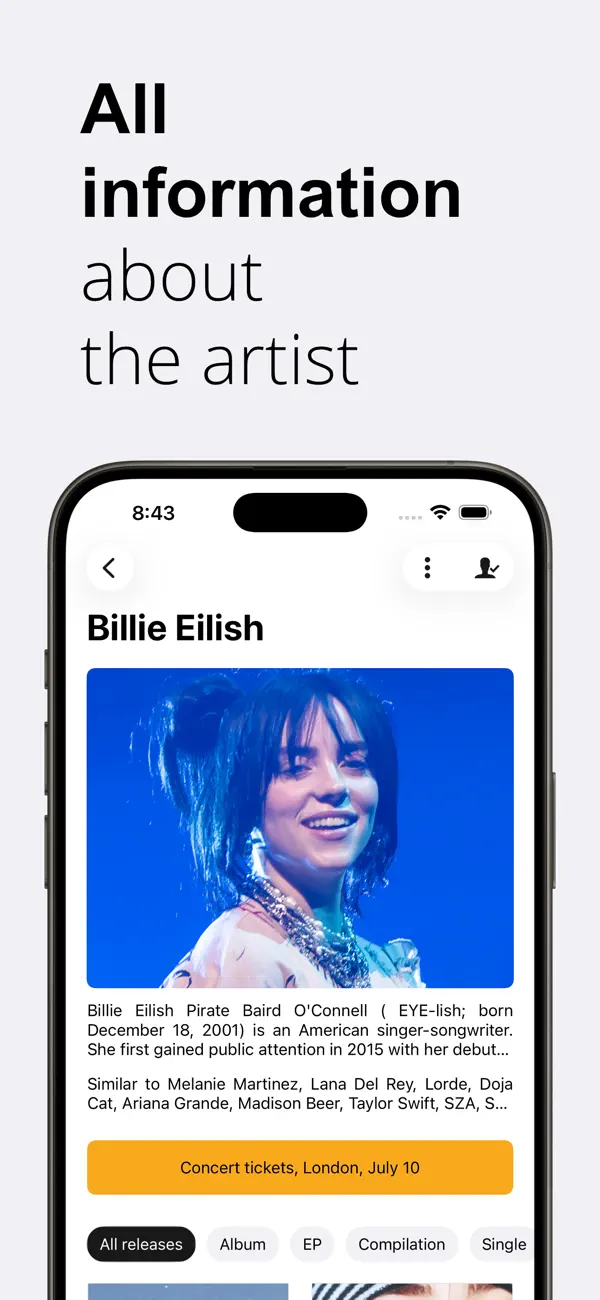 #3. ArtistShot - Albums & Concerts (iOS) بواسطة: Nikolay Leonov