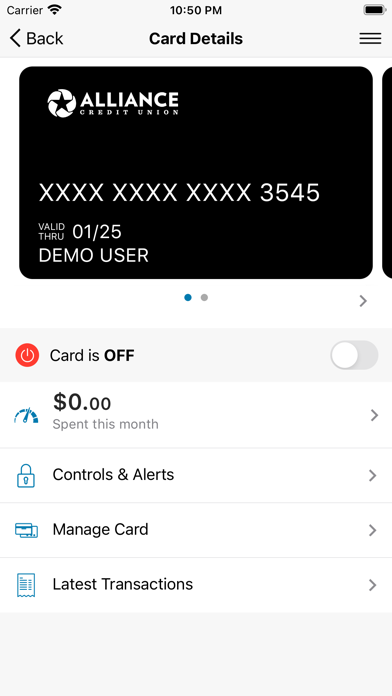 ALLIANCE Star Card Controls Screenshot