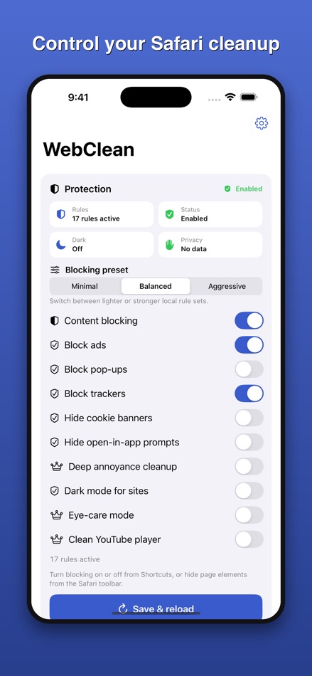 #1. WebClean: Ad Blocker and Dark (iOS) Av: 献慧 陈