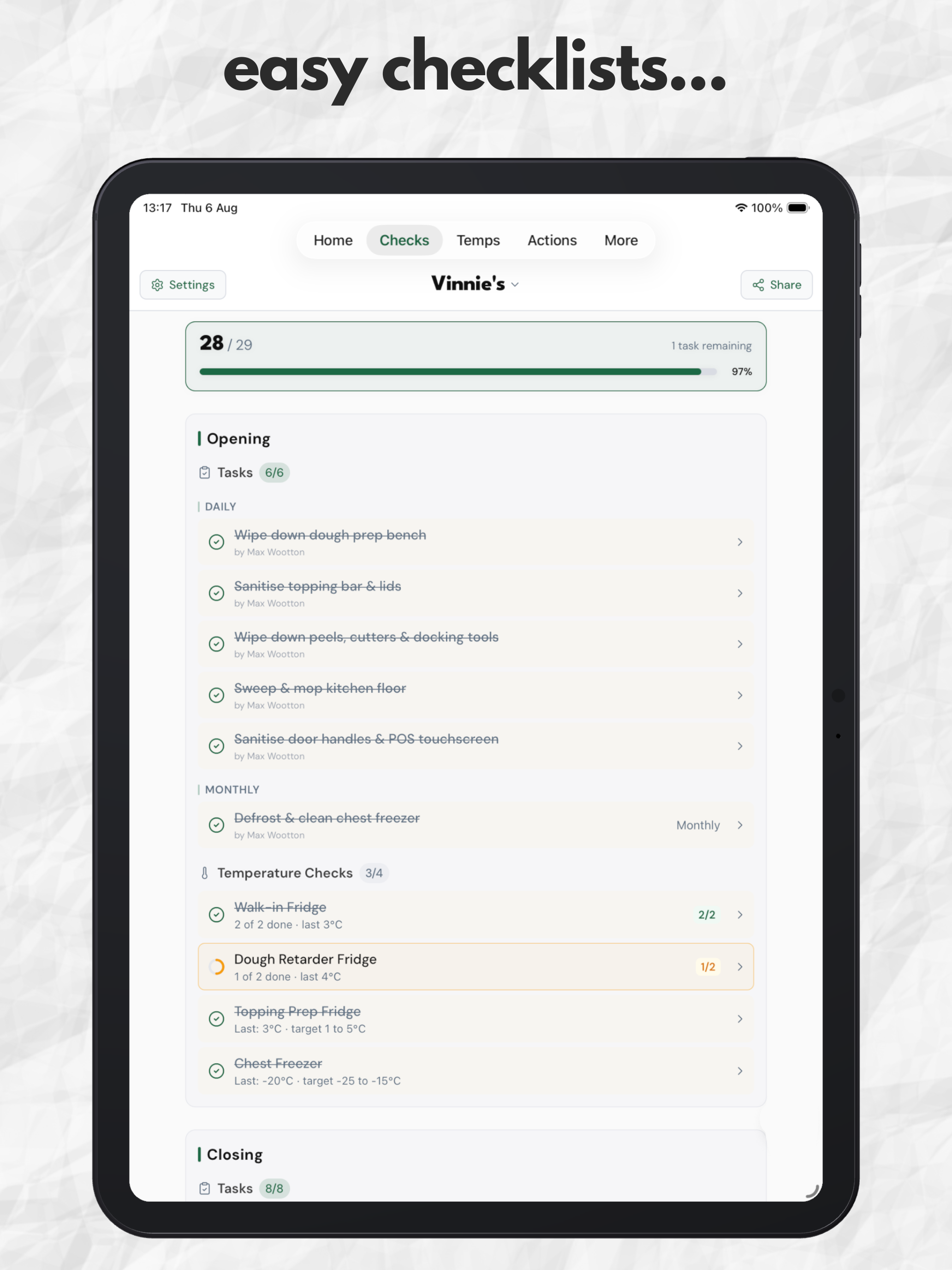 Seito: Food Safety Checklists screenshot 5