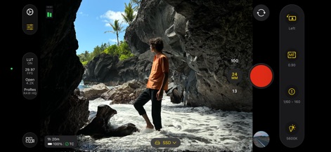Final Cut Camera - L'app offre un controllo granulare con impostazioni professionali come il focus manuale (MF) per la massima nitidezza e il bilanciamento del bianco a 5600K per una resa cromatica accurata.