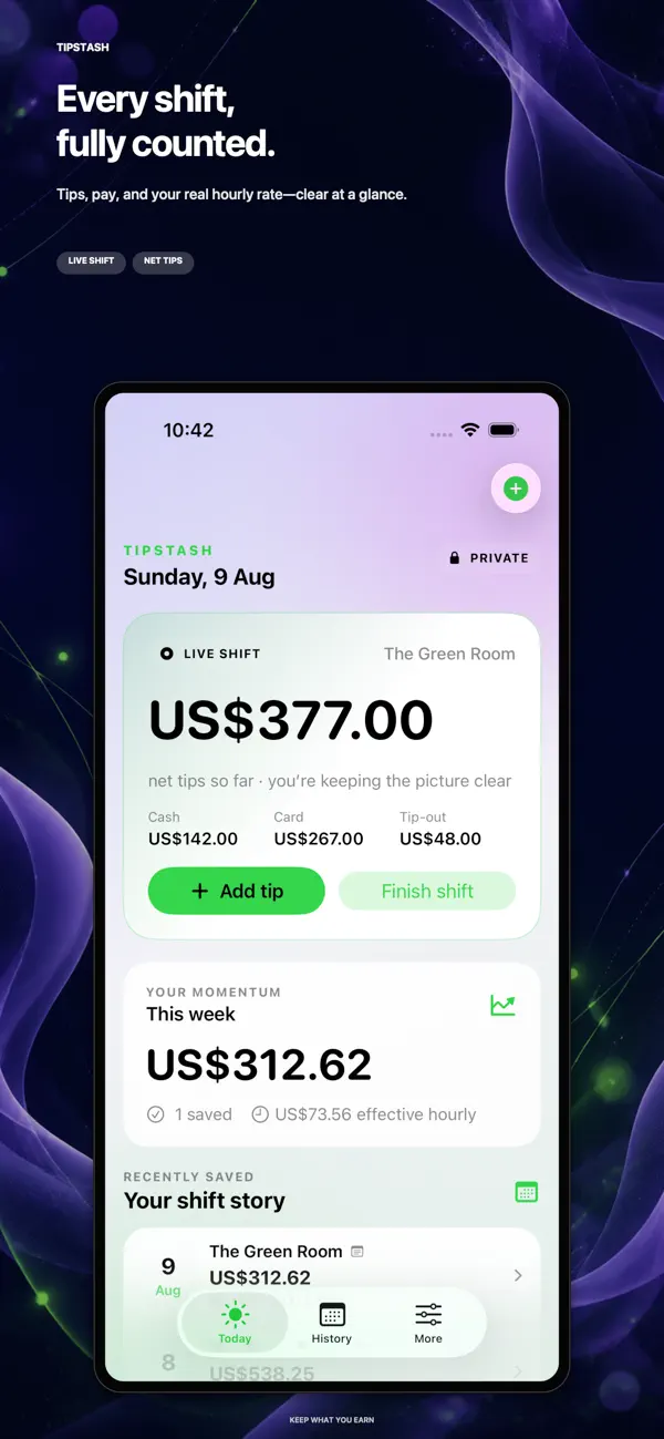 Screenshot #2 pour TipStash: Tip Tracker & Log