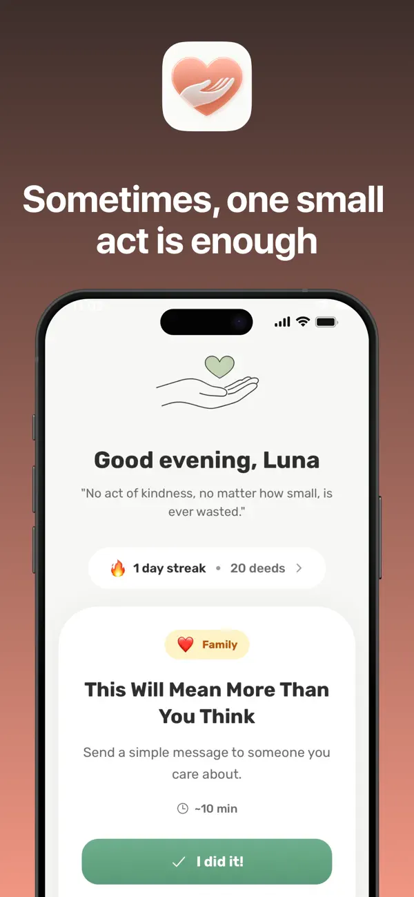 Screenshot #1 pour Kindly: Daily Good Deeds