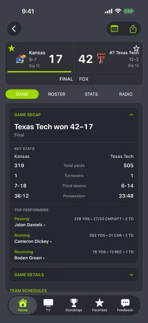 Kansas Football Schedules screenshot 3