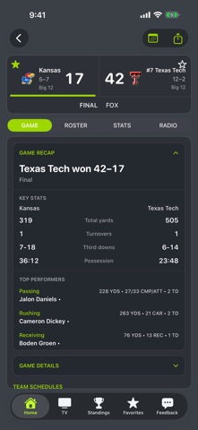 Kansas Football Schedules app screenshot 3