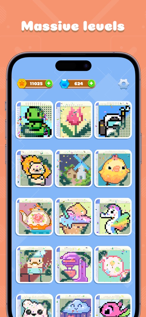 Nonogram - Jigsaw Number Game - La aplicación ofrece una cuadrícula masiva de niveles, permitiendo a los usuarios explorar una vasta colección de diseños de pixel art para resolver.