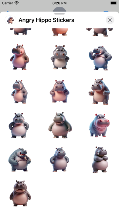 Screenshot 3 of Angry Hippo Stickers App