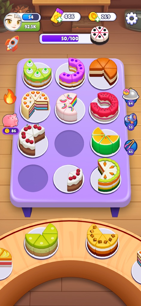 Cake Sort - Color Puzzle Game - Los jugadores pueden explorar una amplia gama de rebanadas de pastel de colores, desde arcoíris hasta cereza, utilizando los huecos estratégicos en el tablero para planificar sus movimientos y resolver los desafíos de clasificación.