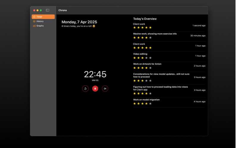 Chrona - Enhanced pomodoros app screenshot