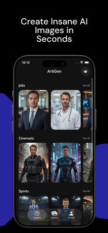 ArtiGen – AI Art & Portraits iPhone screenshot