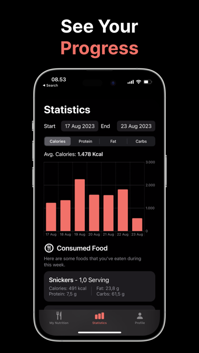 NutriCam: Calories in a Snap iPhone screenshot