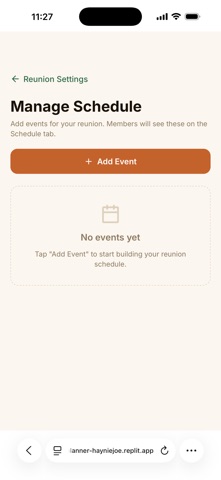 Family Reunion Planner iPhone screenshot