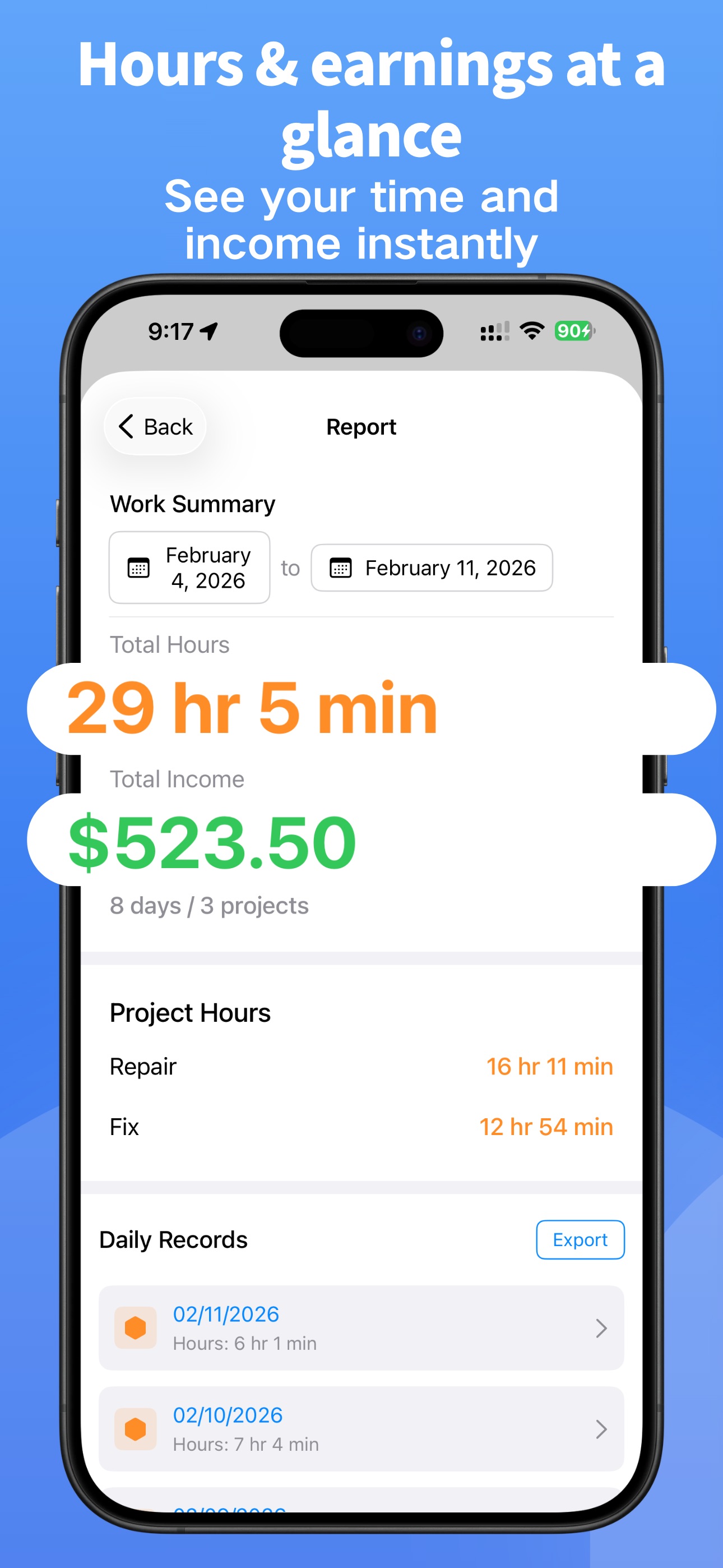 WorkHours – Time Tracker screenshot 2