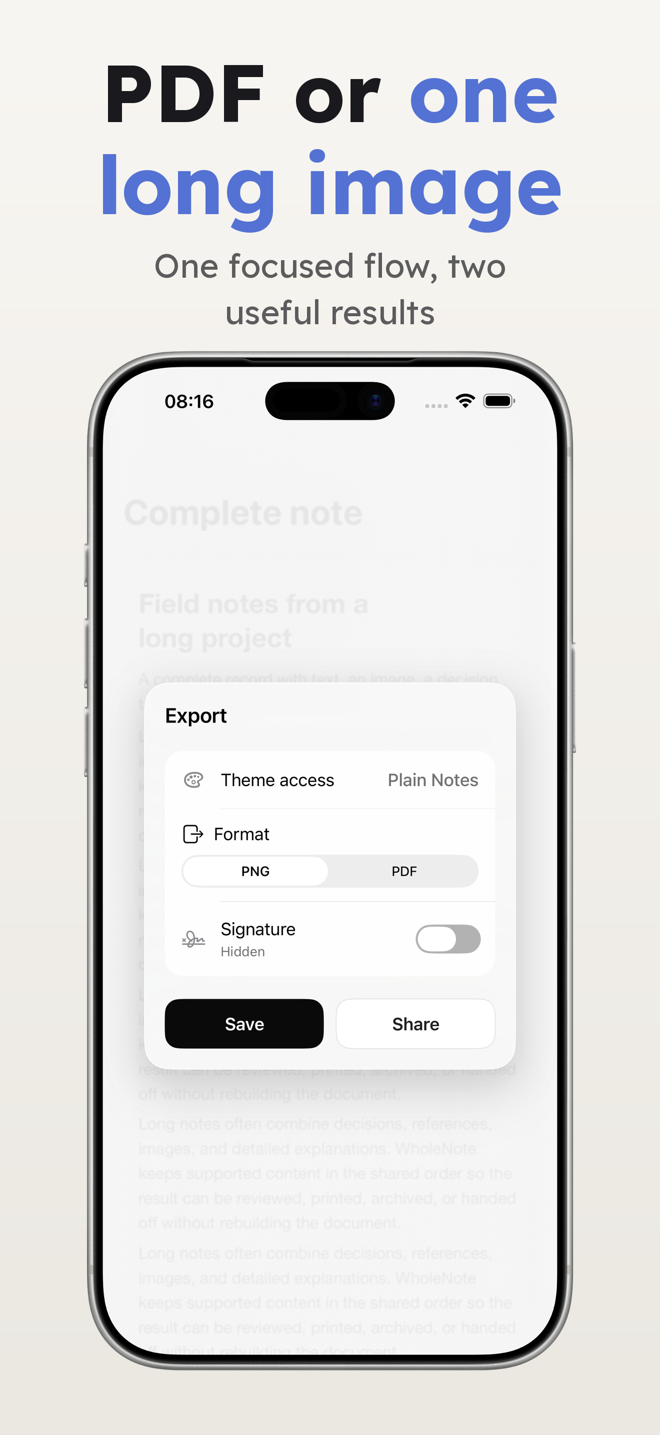 WholeNote: Export Notes screenshot 2