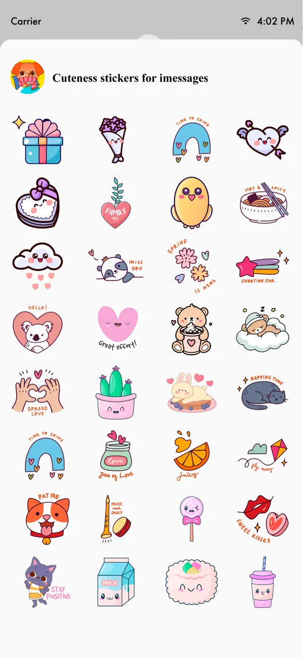 Screenshot #1 pour Cuteness Sticker For iMessage