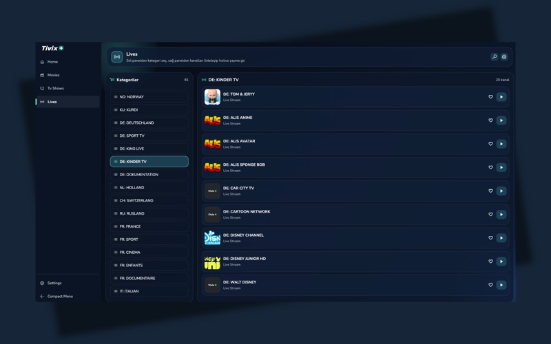 Tivix+ IPTV Player screenshot
