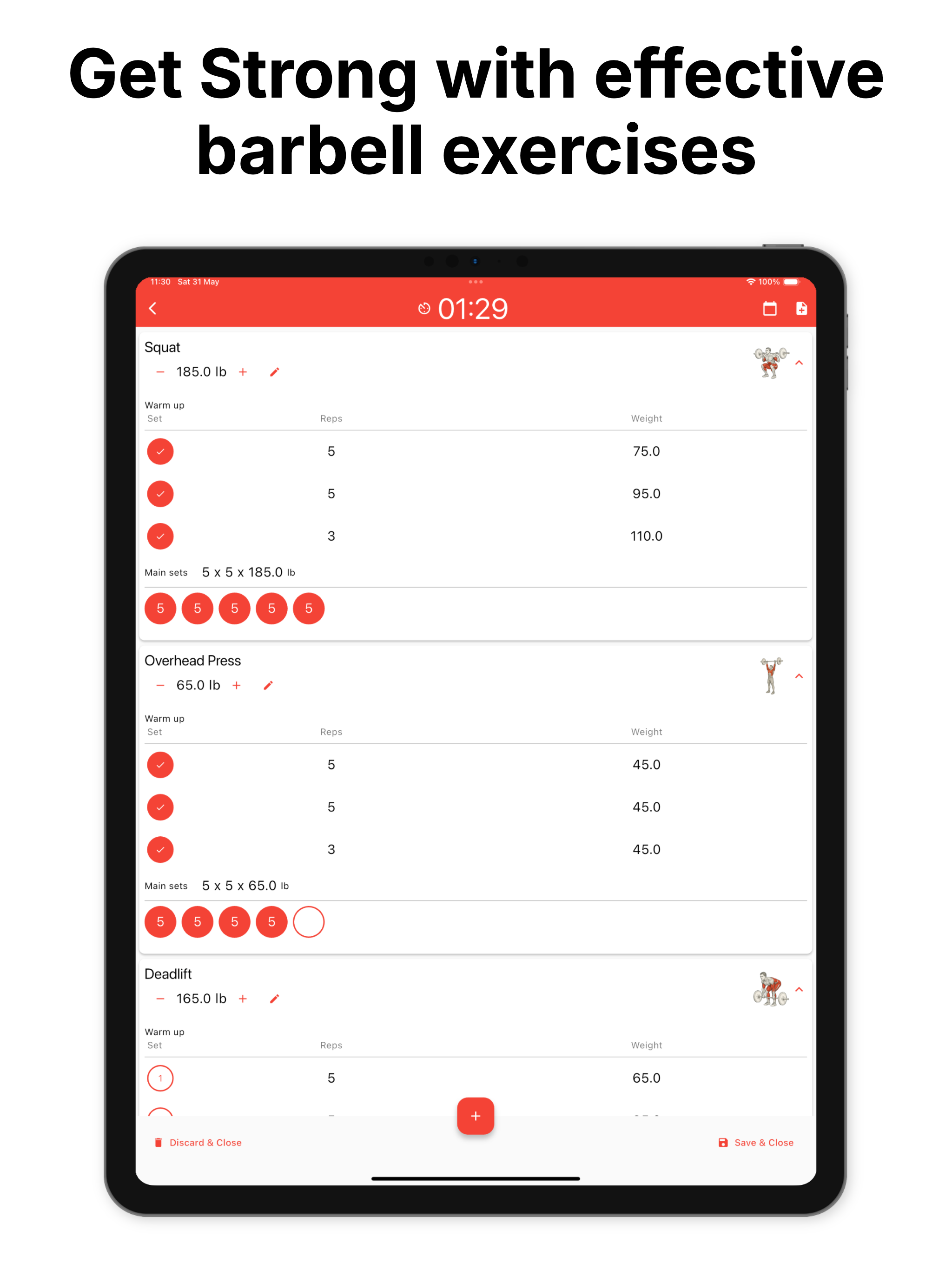 5x5 Workout Lifting Tracker