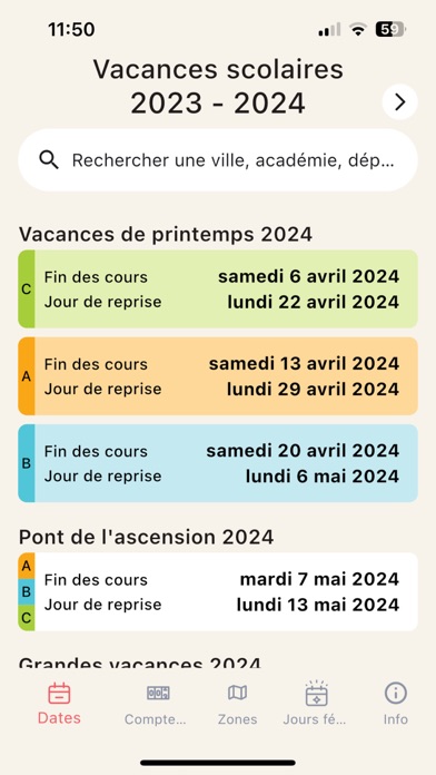 Vacances scolaires France Screenshot