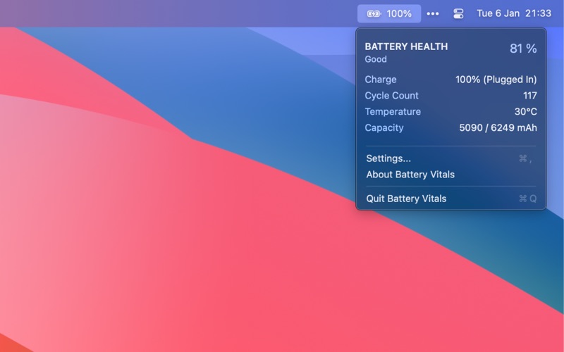 Battery Vitals app screenshot