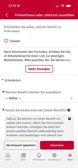 Screenshot von MA-Portal auf dem iPhone 4
