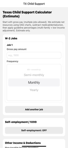Texas Child Support Calc iPhone screenshot