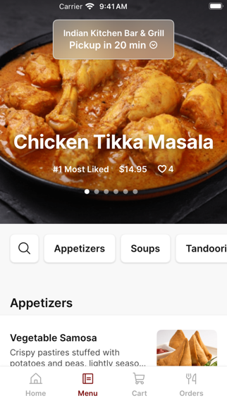 Indian Kitchen Bar & Grill iPhone screenshot 2 - Food & Drink app