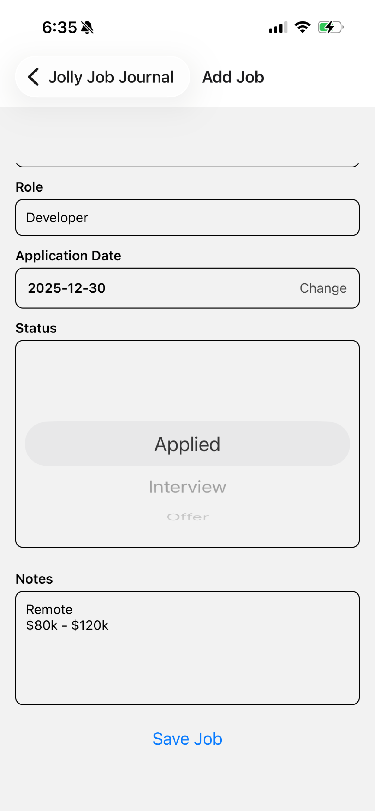Jolly Job Journal screenshot 3