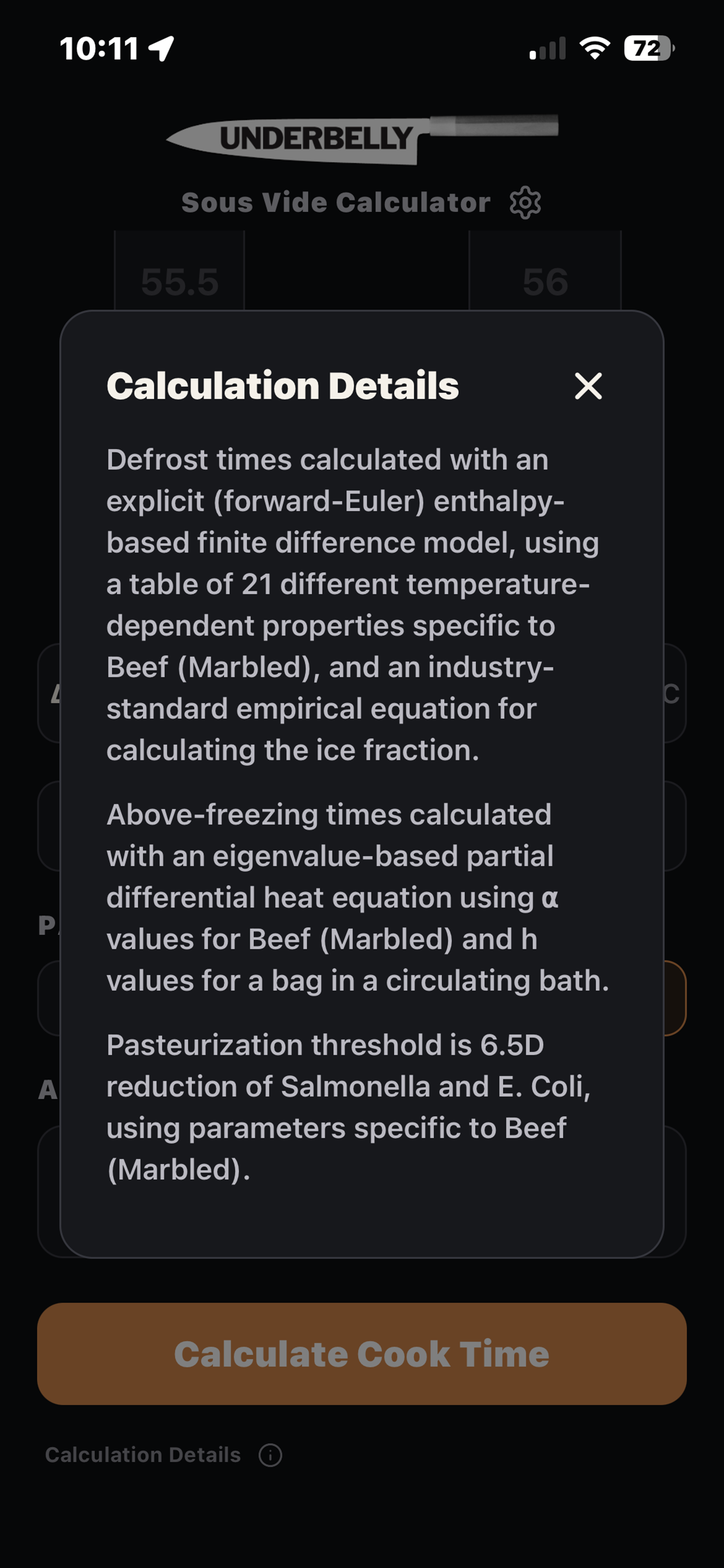 Underbelly Sous Vide Calc
