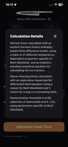 Underbelly Sous Vide Calc screenshot