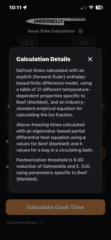 Underbelly Sous Vide Calc screenshot 8 of 9