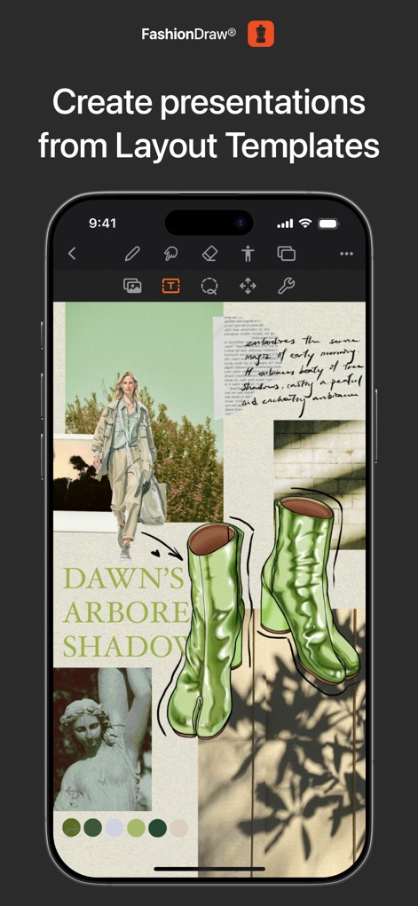 FashionDraw by Fashionary - Utilize professional presentation board layouts to showcase collections, integrating mood board elements and design illustrations for client-ready visuals.