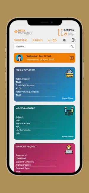 REVA UNIVERSITY STUDENT PORTAL screenshot 1