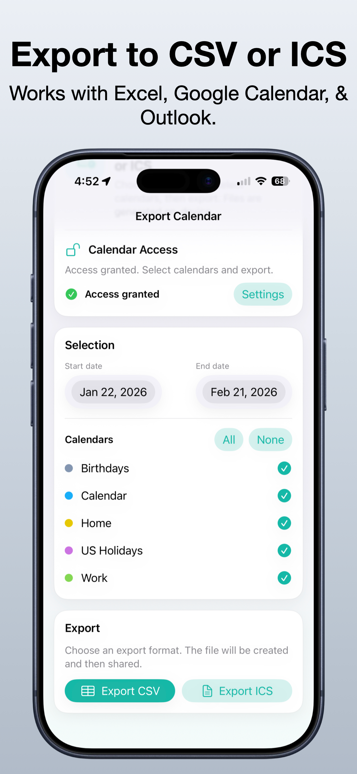 Export Calendar - CSV & ICS screenshot 3