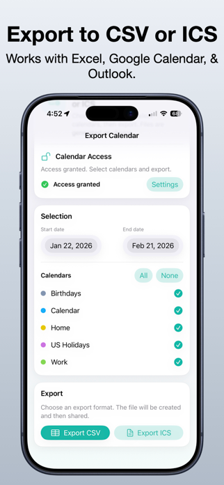 Export Calendar - CSV & ICS Screenshot 3 of 4