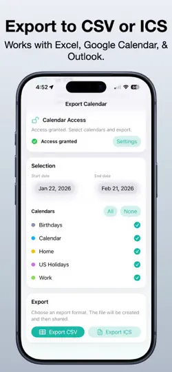 Screenshot von Export Calendar - CSV & ICS auf dem iPhone 3