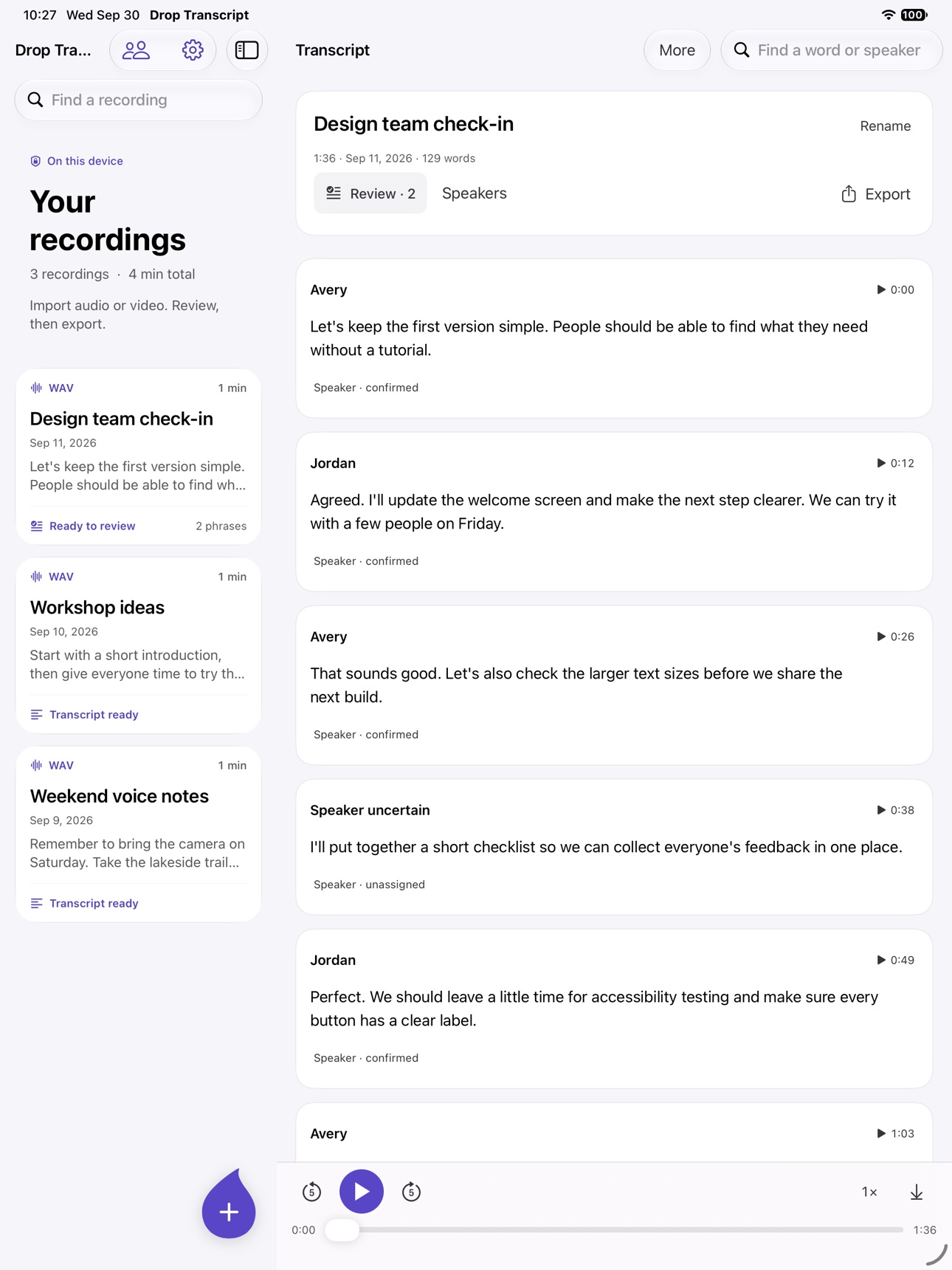 Screenshot 9 of Drop Transcript