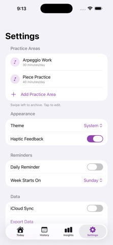 Harp Practice Log screenshot