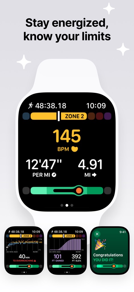 Gentler Streak Workout Tracker - The app, via the Apple Watch, displays "real-time heart rate zones" and offers a crucial "countdown to 'overreaching'," helping users manage intensity and avoid pushing too hard.