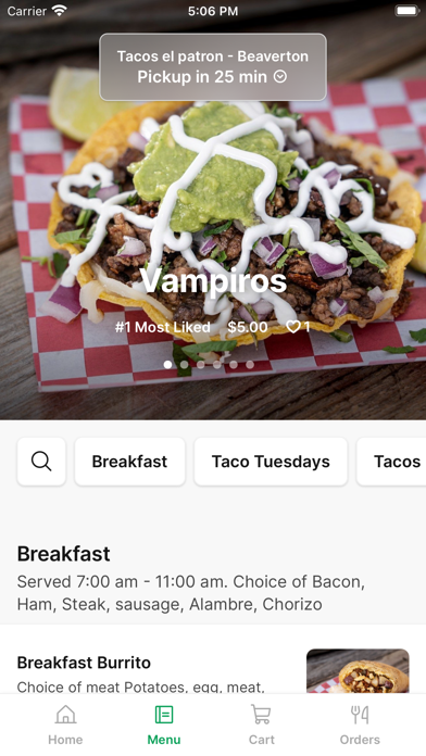 Tacos el Patron To Go iPhone screenshot 2 - Food & Drink app
