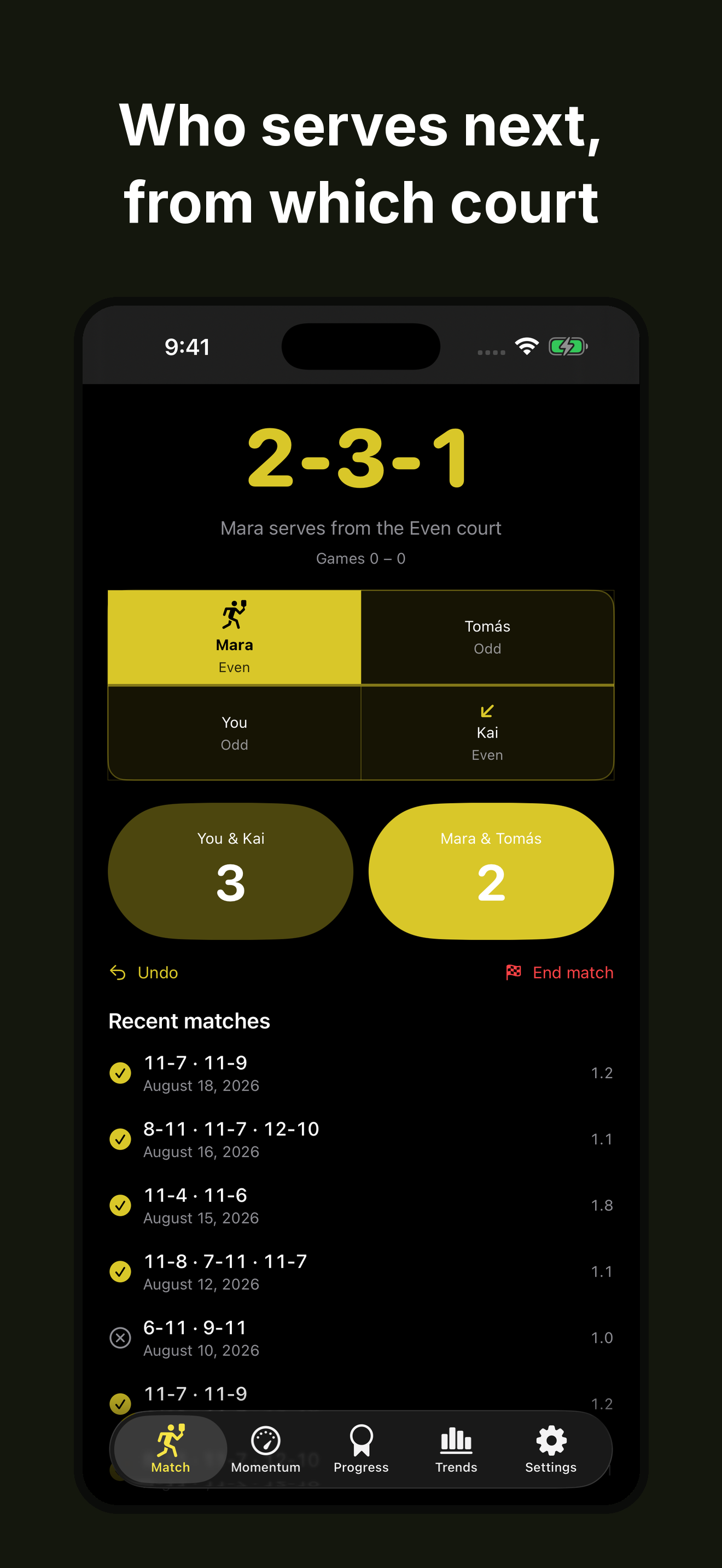 Pickleball Score: Serve Stats