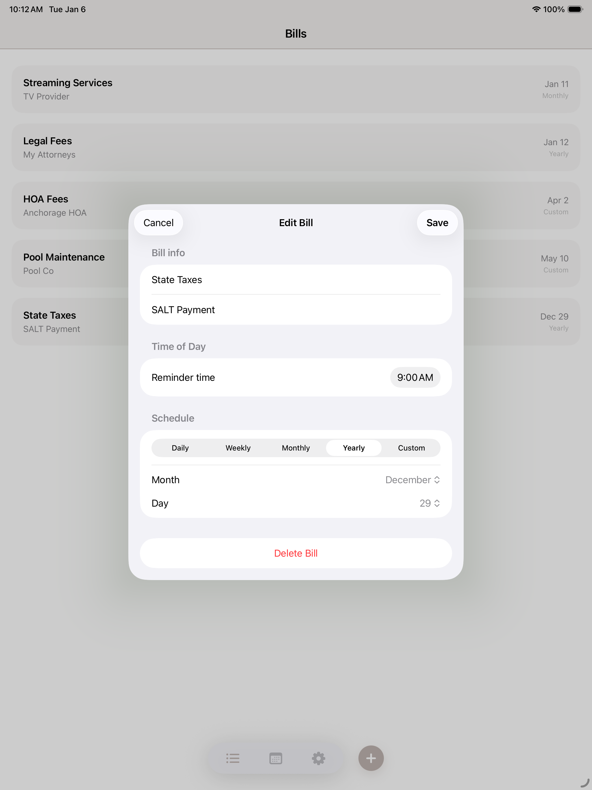 Bill Keeper: Bill Reminders