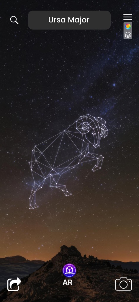 Star Gazer: Sky Map& Astronomy - La aplicación ilustra la constelación de la Osa Mayor sobre un impresionante fondo de cielo crepuscular, ofreciendo una experiencia visualmente impactante a los entusiastas de la astronomía.