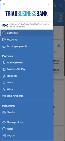 Triad Business Bank Treasury screenshot