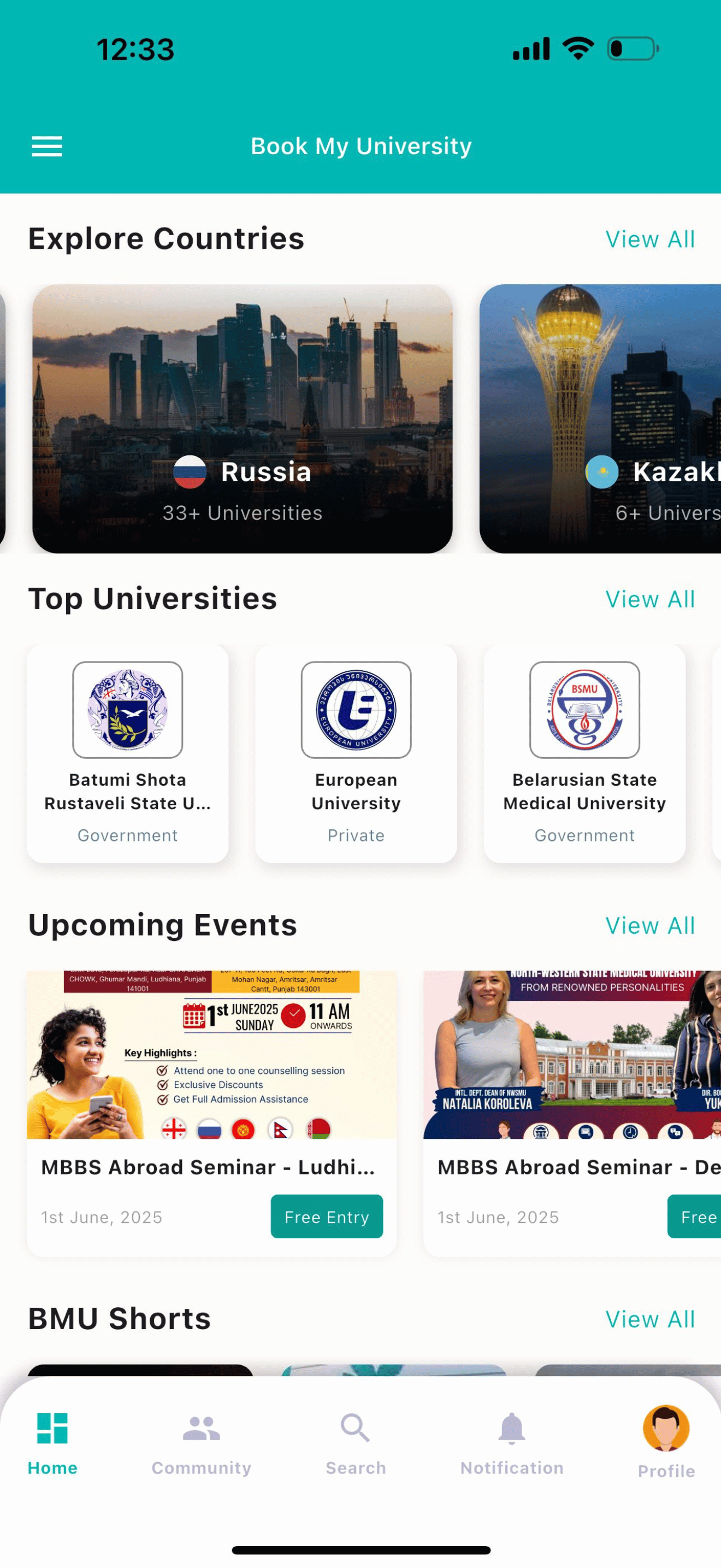 Book My University (BMU)