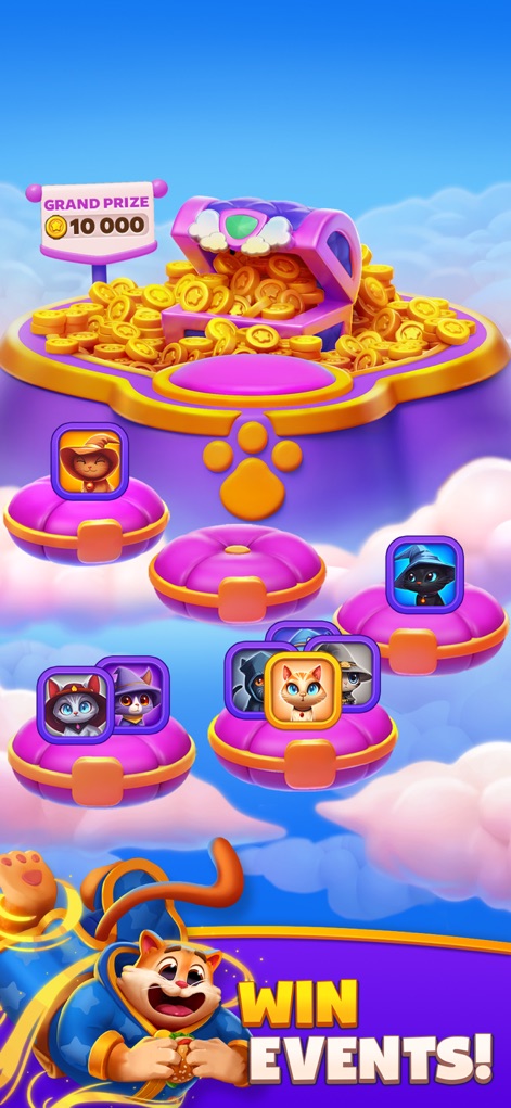 Magic Sort! - Discover grand prize events featuring abundant gold coins and a variety of character profile icons, signifying rewarding competitive play.