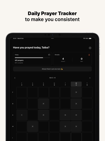 Taiba: Prayer Tracker iPad screenshot