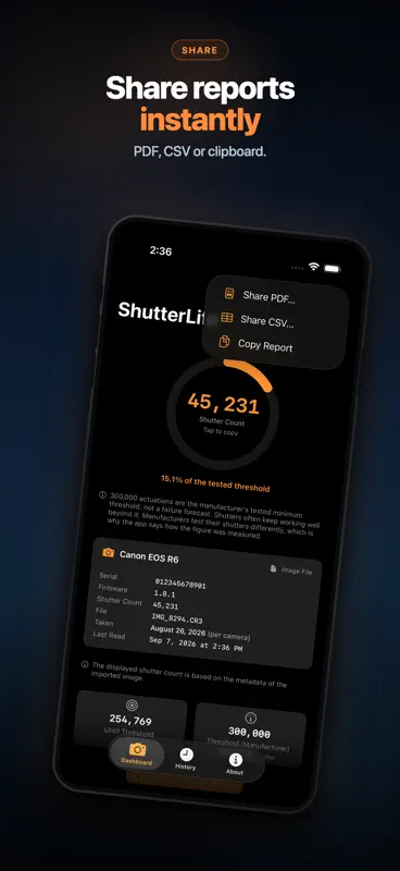 ShutterLife: Shutter Count screenshot 6 of 8